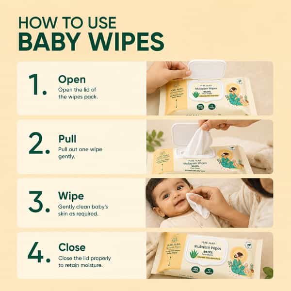 Pure Aura Baby Wipes - Doctor Recommended Pure Water Wipes With Aloe Vera 72 Pulls Pack Of 2