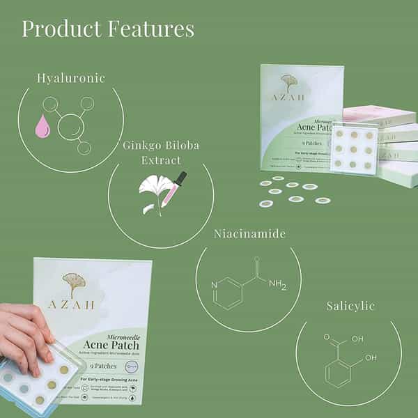 Azah Microneedle Acne Patch For Quick Acne | Scarring | & Blemish Treatment|9 Patches (10 Ml)