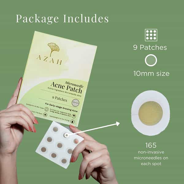 Azah Microneedle Acne Patch For Quick Acne | Scarring | & Blemish Treatment|9 Patches (10 Ml)