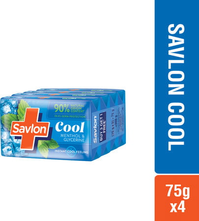 Savlon Cool Buy 3 Get 1 Free Menthol Glycerine Soap 75 G