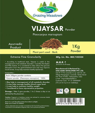 Grazing Meadows Vijaysar Powder - 1 Kg (Pack Of 2)