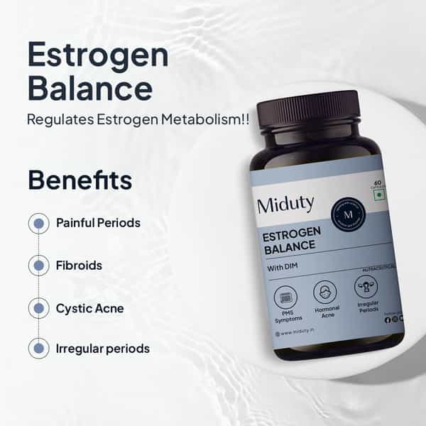 Miduty Estrogen Balance - Dim - Vitex - Hormonal Balance - Pcos - Menopause Support - 60 Capsules