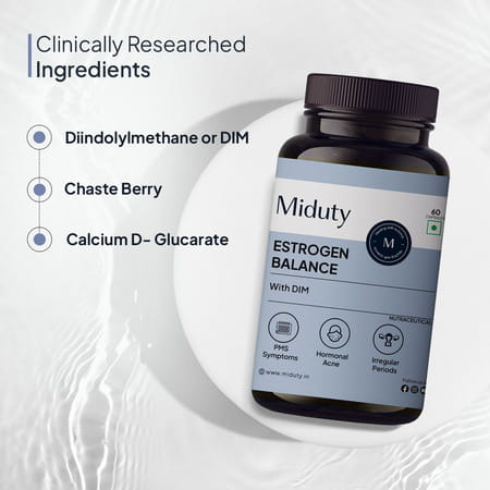 Miduty Estrogen Balance - Dim - Vitex - Hormonal Balance - Pcos - Menopause Support - 60 Capsules