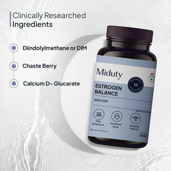 Miduty Estrogen Balance - Dim - Vitex - Hormonal Balance - Pcos - Menopause Support - 60 Capsules