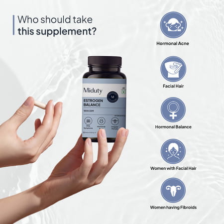 Miduty Estrogen Balance - Dim - Vitex - Hormonal Balance - Pcos - Menopause Support - 60 Capsules