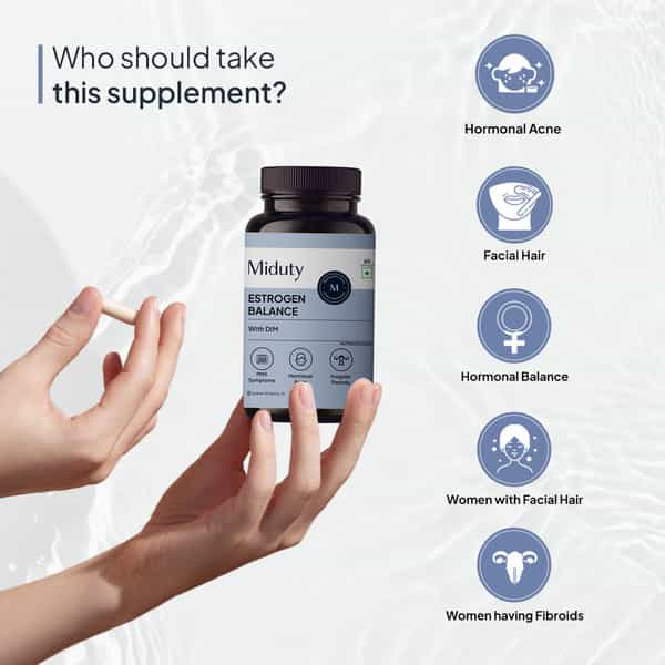 Miduty Estrogen Balance - Dim - Vitex - Hormonal Balance - Pcos - Menopause Support - 60 Capsules