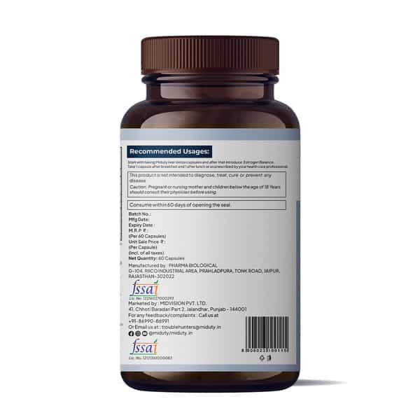 Miduty Estrogen Balance - Dim - Vitex - Hormonal Balance - Pcos - Menopause Support - 60 Capsules
