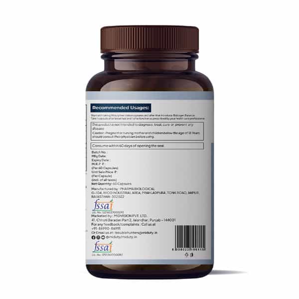 Miduty Estrogen Balance - Dim - Vitex - Hormonal Balance - Pcos - Menopause Support - 60 Capsules