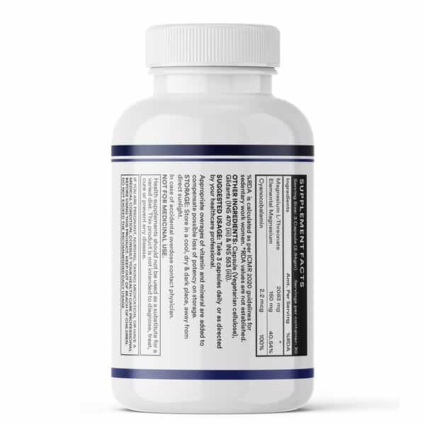 Inlife Magnesium L Threonate Supplement 2083 Mg Vitamin B12 |Cognitive Health | Sleep Support - 90 N