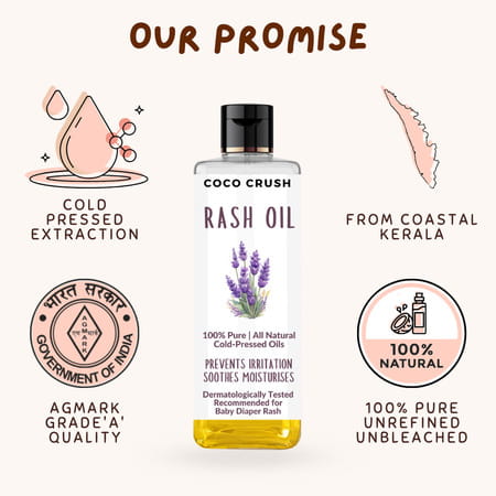 Coco Crush Rash Oil For Babies - Diaper & Nappy Rash Relief | Organic | Prevents Irritation - 50ml