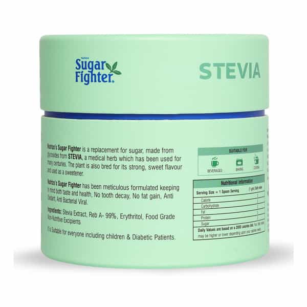 Sugar Fighter Stevia Jar - Zero Calories & Fat Free Sweetener - Natural Stevia - 100Gms