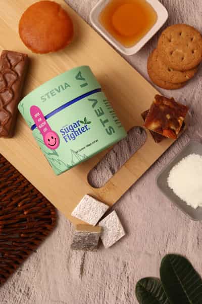 Sugar Fighter Stevia Jar - Zero Calories & Fat Free Sweetener - Natural Stevia - 100Gms