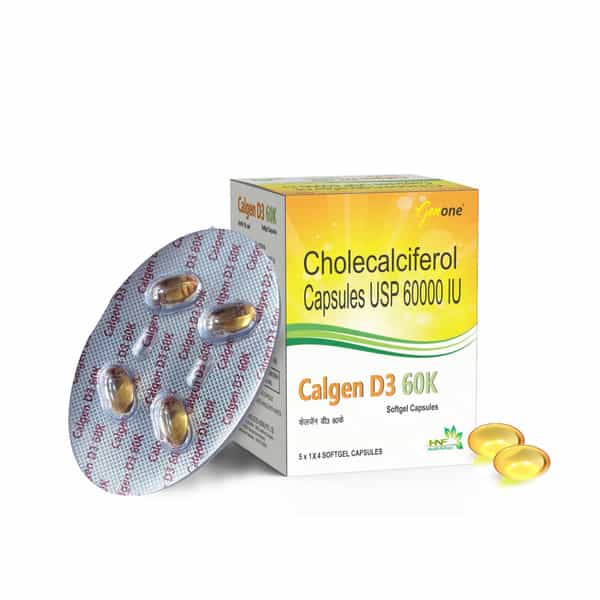 Genone Calgen D3 60K Vitamin D3 For Boosting Immunity | Healthy Bones And Strong Muscles (20 Caps)