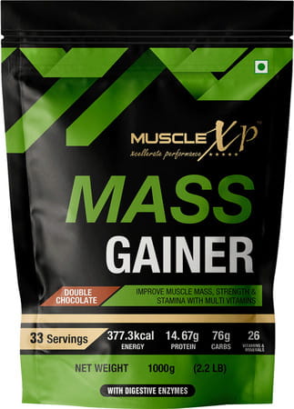 Musclexp Mass Gainer Powder- With 26 Vitamins And Minerals Digestive Enzymes Pack Of 1kg (Pouch)