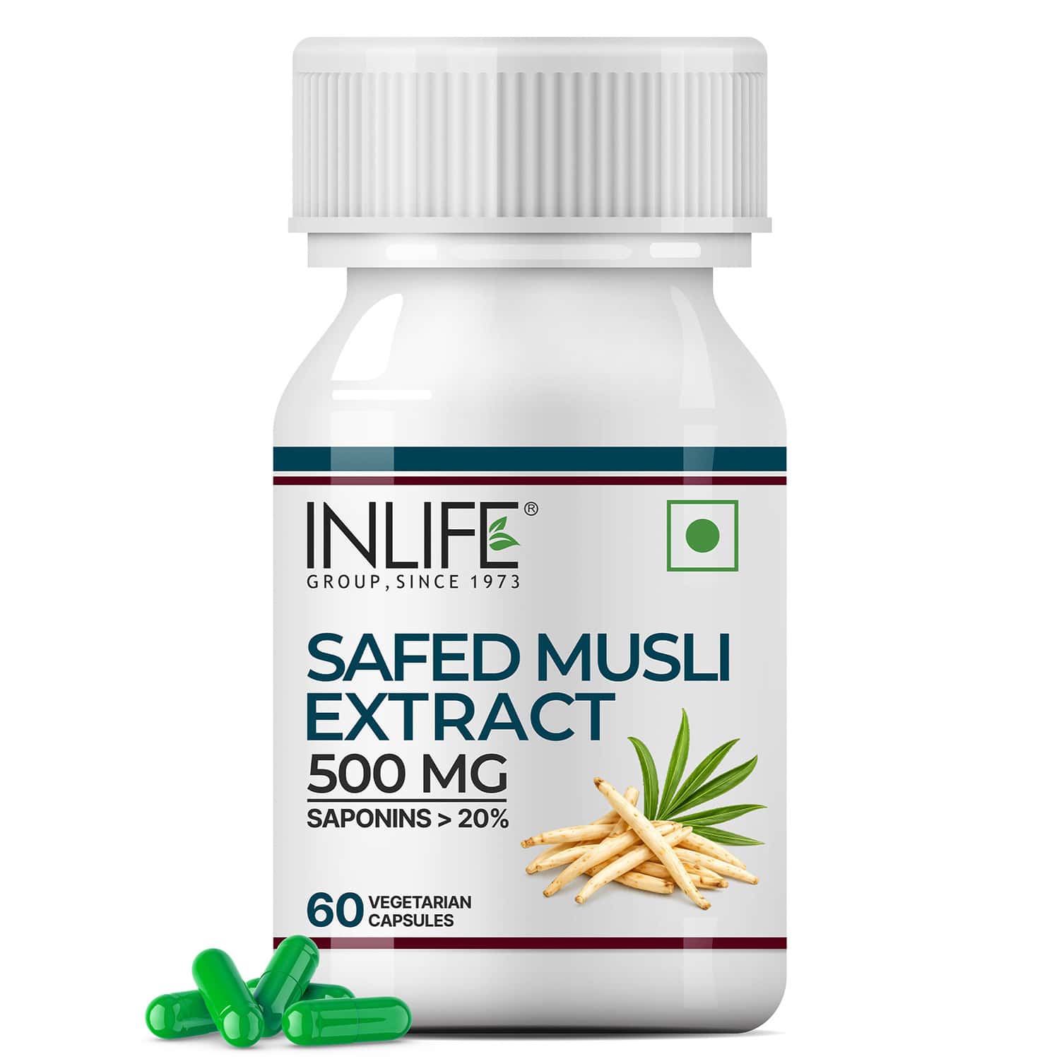 Inlife Safed Musli Extract 500mg (60 Vegetarian Capsules)