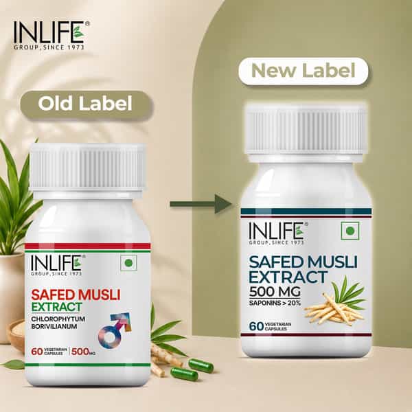 Inlife Safed Musli Extract 500Mg (60 Vegetarian Capsules)