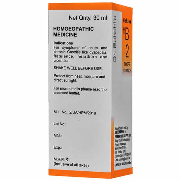 Dr Bakshi's Bakson Homoeopathy B2 Stomac Drops 30 Ml