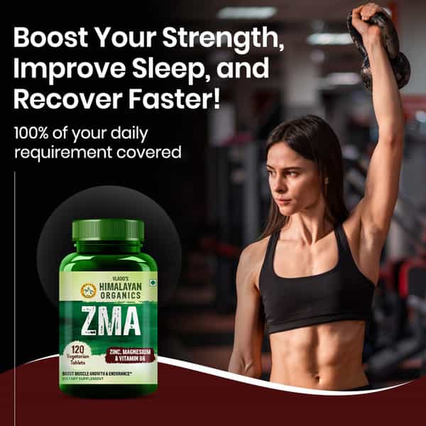 Vlado's Himalayan Organics Zma (Zinc | Magnesium Aspartate) Sports Recovery Supplement | Veg -120N