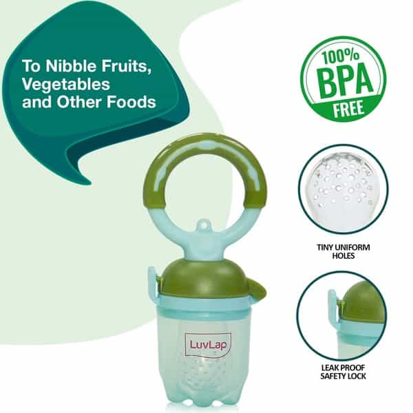 Luvlap Baby Food And Fruit Feeder Twin Pack With Three Feeder Sack Sizes Bpa Free Green & Pink