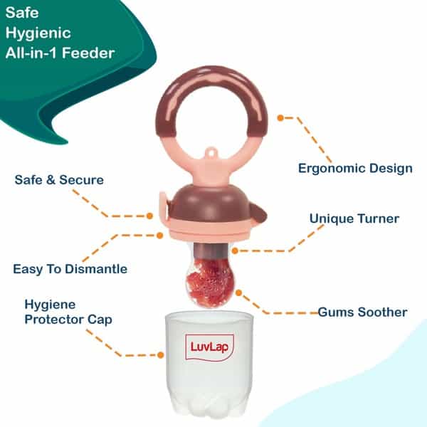 Luvlap Baby Food And Fruit Feeder Twin Pack With Three Feeder Sack Sizes Bpa Free Green & Pink