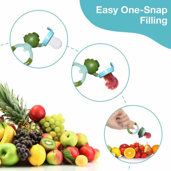 Luvlap Baby Food And Fruit Feeder Twin Pack With Three Feeder Sack Sizes Bpa Free Green & Pink