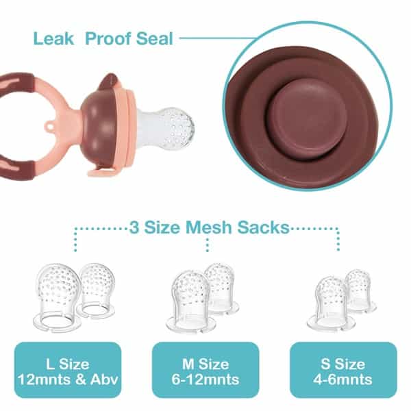 Luvlap Baby Food And Fruit Feeder Twin Pack With Three Feeder Sack Sizes Bpa Free Green & Pink