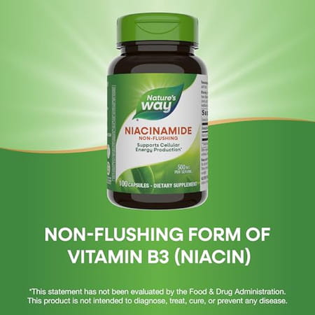 Nature's Way Niacinamide | Supports Cellular Energy* | 500Mg Per Serving | 100 Capsules