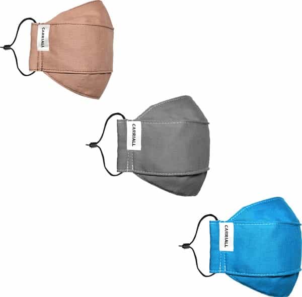 Carriall Adult Unisex 3 Layer Reusable Washable Cotton Mask (Camsl087) Pack Of 3