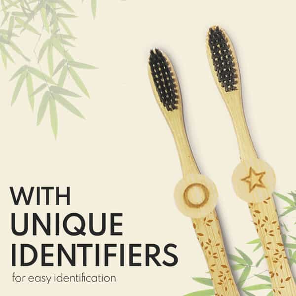 Imvelo Family Pack - 2 Adult & 2 Kid Bamboo Toothbrush With Charcoal Activated Soft Bristles
