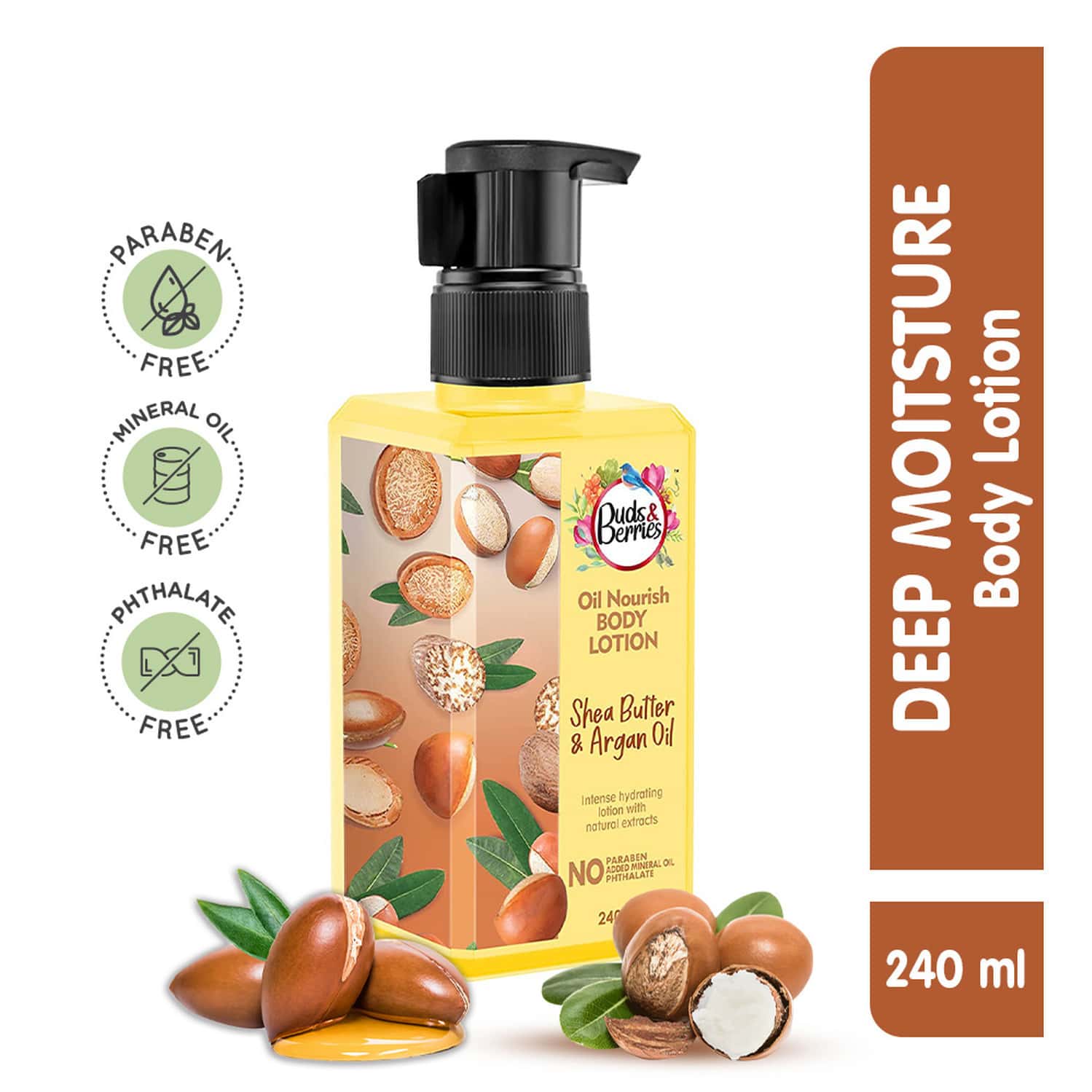 Buds & Berries Oil Nourish Light Body Lotion With Shea Butter And Argan Oil (240 Ml)
