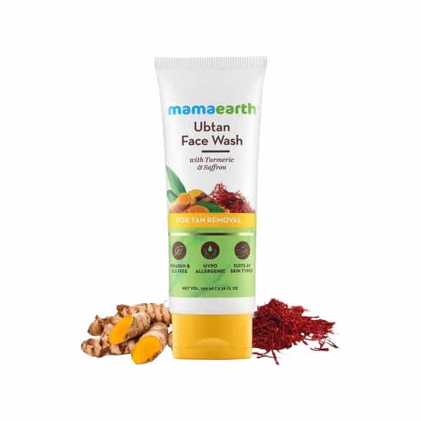 Mamaearth Skin Lightening & Brightening Combo Turmeric & Saffron Ubtan Facemask 100Ml+Facewash-100Ml