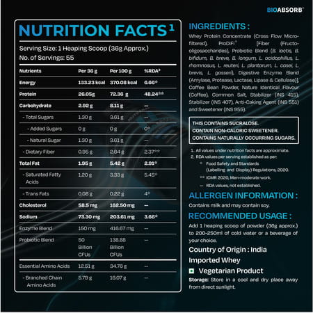 Nutrabay Bioabsorb Whey Protein Powder | Prodifi Blend | 26G Per Scoop | Dalgona Coffee - 2Kg