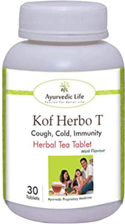 Al-Ayurvedic Life Natural Kof Herbo Tablets - Herbal Cough And Cold Relief Formula - 30 Tea Tablets
