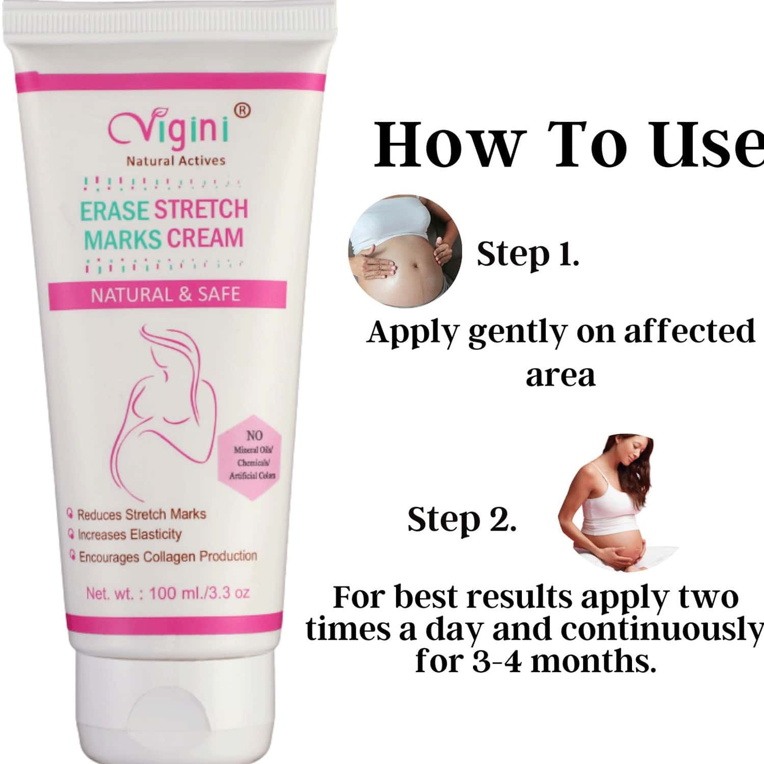 Buy VIGINI BUST FIRMING MASSAGE CREAM + ERASE STRETCH MARKS REMOVAL