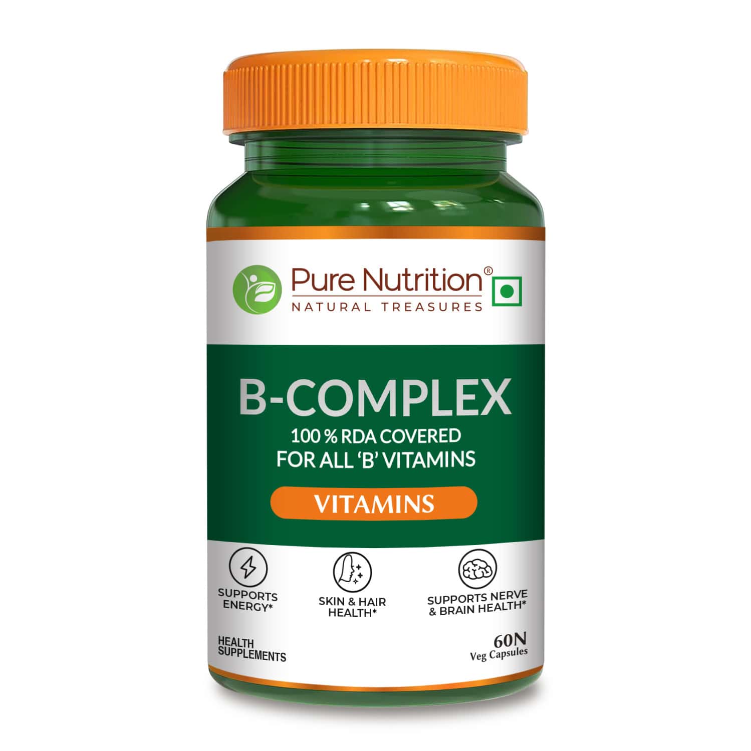 Pure Nutrition Vitamin B-complex Tablets - 100% Rda For B Vitamins - 60 Veg Capsules