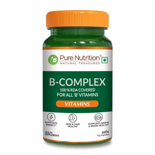 Pure Nutrition Vitamin B-Complex Tablets - 100% Rda For B Vitamins - 60 Veg Capsules