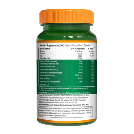 Pure Nutrition Vitamin B-Complex Tablets - 100% Rda For B Vitamins - 60 Veg Capsules