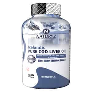 Naturyz Icelandic Cod Liver Fish Oil Capsules With Natural Omega 3 & Vitamins (a & D) (100 Softgels)