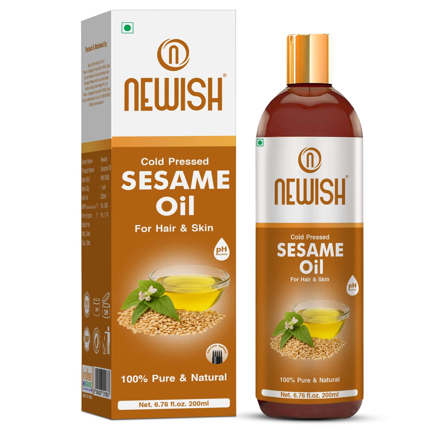 Newish Cold Pressed Sesame Oil For Hair Skin And Massage (til Ka Tel / Til Oil) 200ml