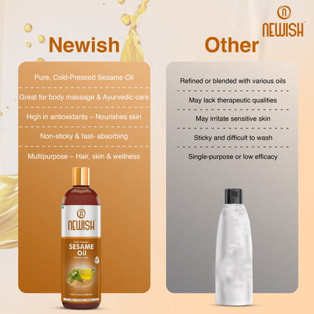 Newish Cold Pressed Sesame Oil For Hair Skin And Massage (Til Ka Tel / Til Oil) 200Ml