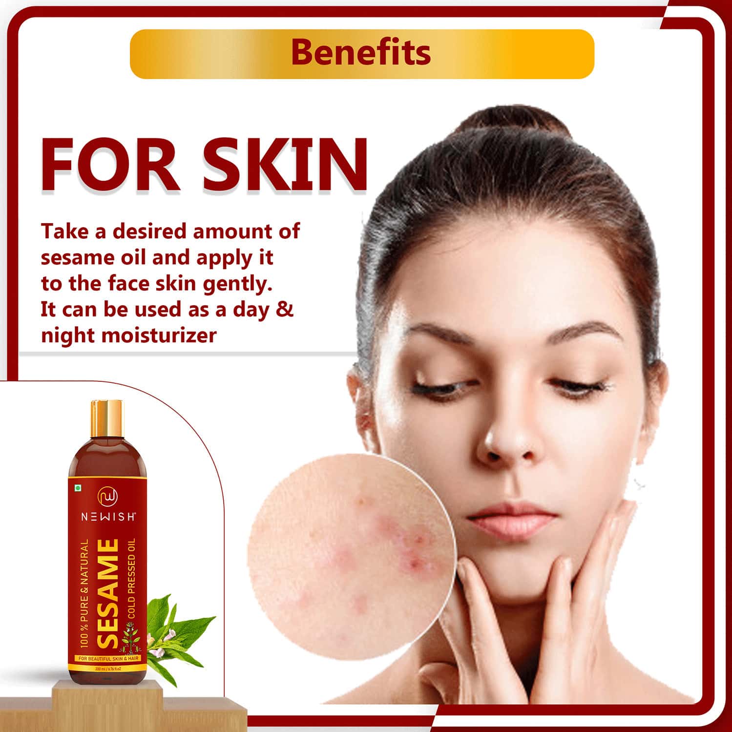 Buy NEWISH COLD PRESSED SESAME OIL FOR HAIR, SKIN AND MASSAGE (TIL KA