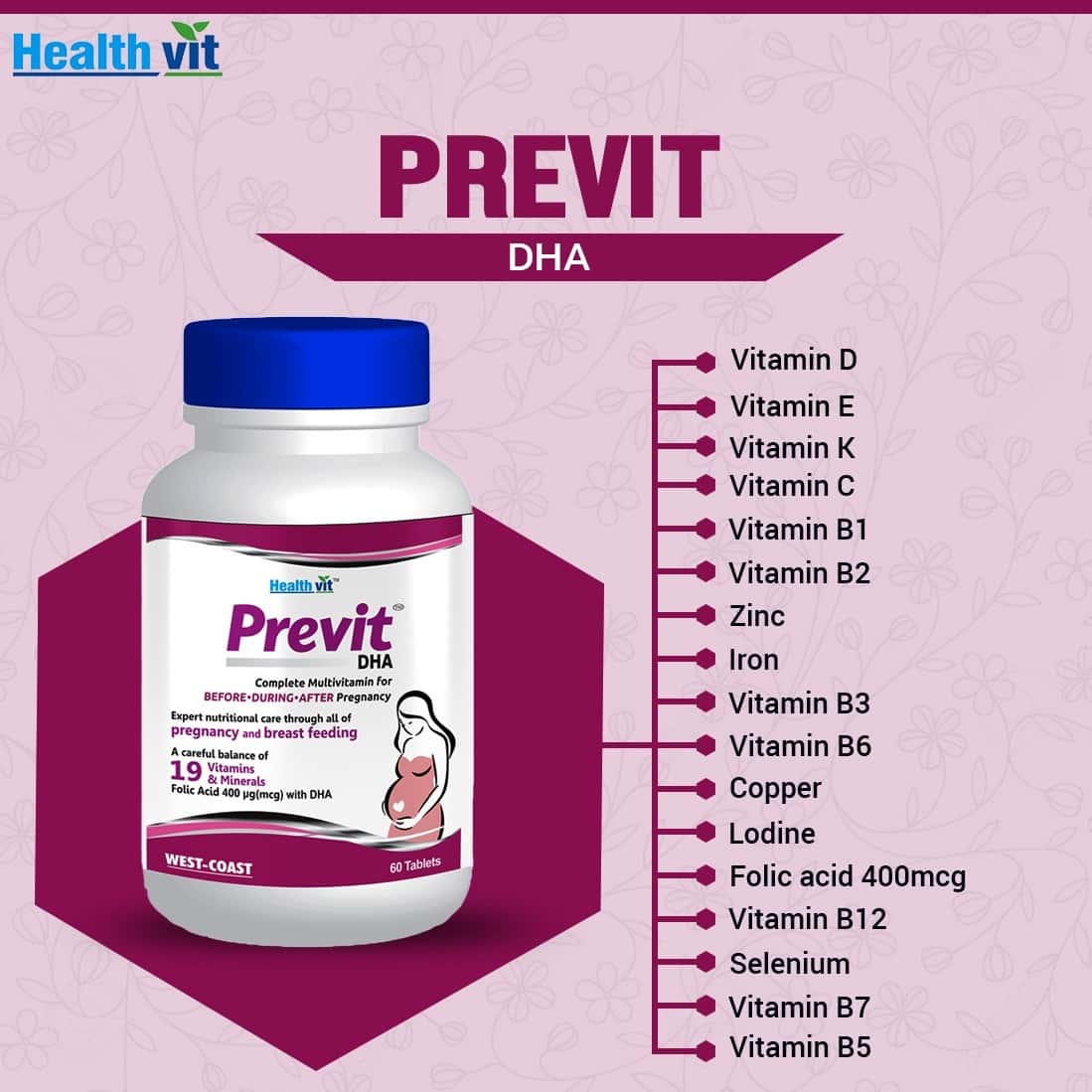Buy HEALTHVIT PREVIT PRENATAL COMPLETE MULTIVITAMIN FOR PREPOST