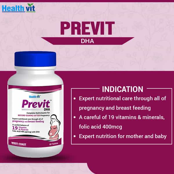 Healthvit Previt Prenatal Complete Multivitamin For Pre-Post Pregnancy - 60 Tablets
