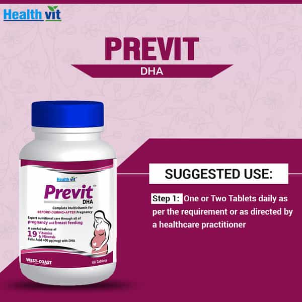Healthvit Previt Prenatal Complete Multivitamin For Pre-Post Pregnancy - 60 Tablets