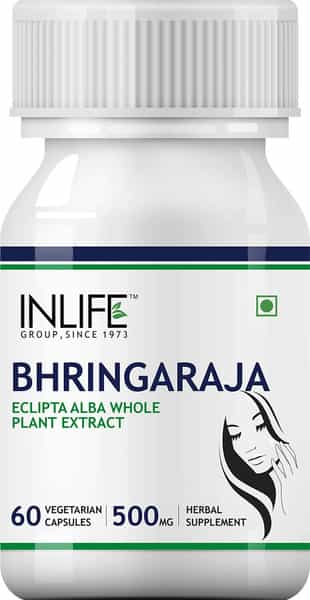 Inlife Bhringraj Extract Supplement For Hair Skin And Nails 500Mg - 60 Vegetarian Capsules