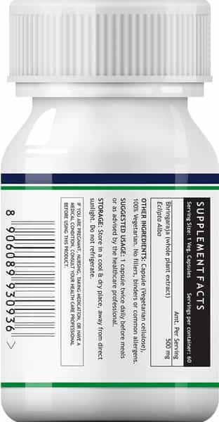 Inlife Bhringraj Extract Supplement For Hair Skin And Nails 500Mg - 60 Vegetarian Capsules