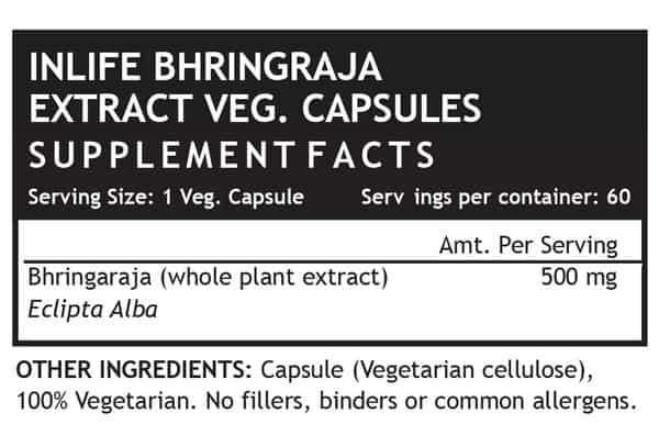 Inlife Bhringraj Extract Supplement For Hair Skin And Nails 500Mg - 60 Vegetarian Capsules