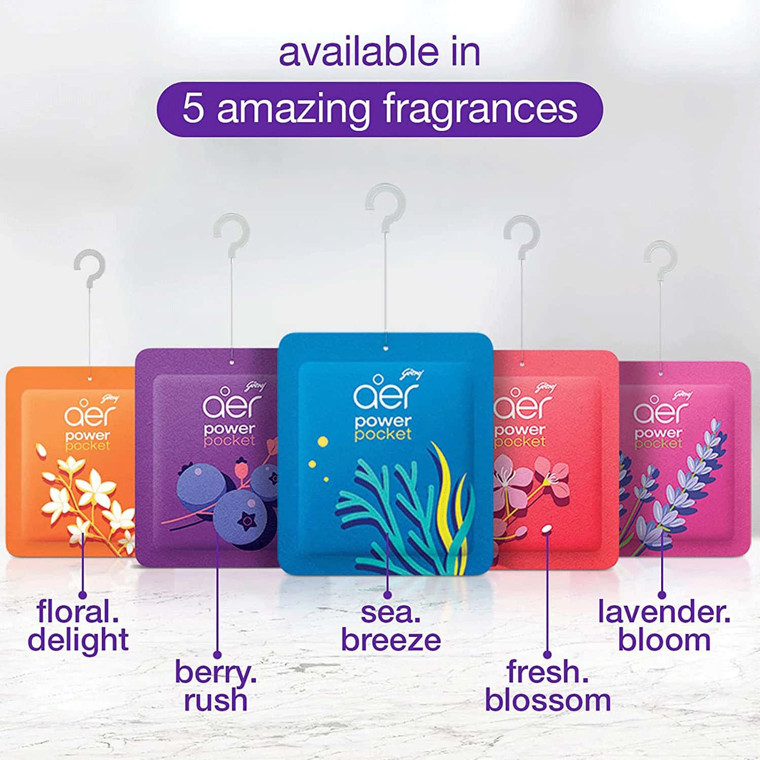 Buy GODREJ AER POWER POCKET BATHROOM FRESHNER (ASSORTED PACK OF 5