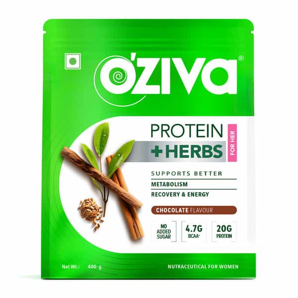 Oziva Protein & Herbs | For Women | Chocolate | For Better Metabolism & Skin | 400 Gm