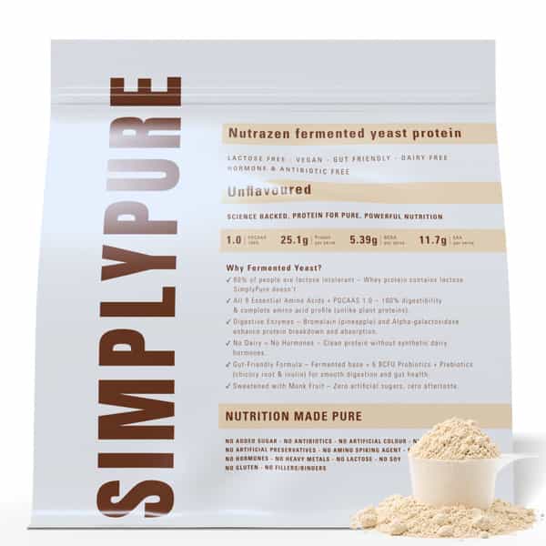 Nutrazen Simplypure Fermented Yeast Protein Powder 1Kg Unflavoured | 25.1G Protein | Pdcaas 1.0